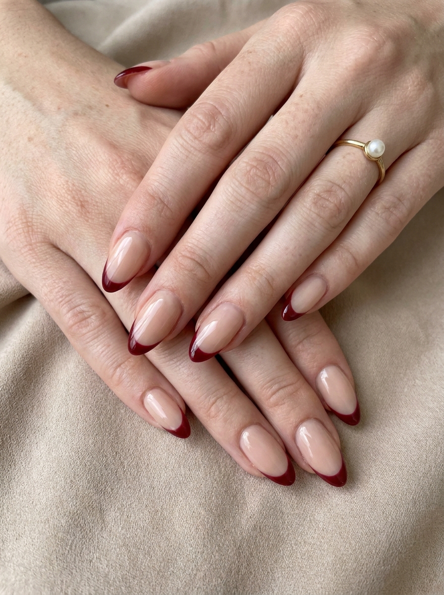 Red French Nails mit klassischen roten French Tips